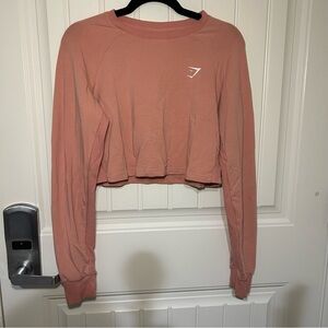 Gymshark Training Pink Cropped Long Sleeve Athletic Top Size Medium